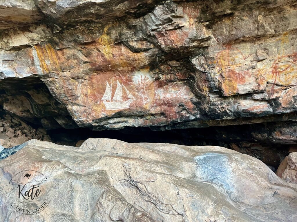 Aboriginal rock art from the post-contact time period in Arnhem Land in Northern Australia