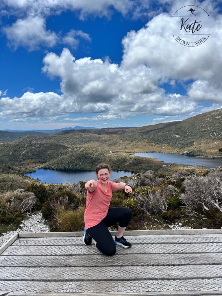 Kate striking a pose above Wombat Pool